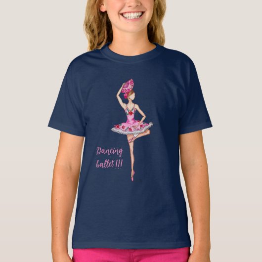 Camiseta Bailarina ballet con abanico rosa T-shirt (Voorkant)