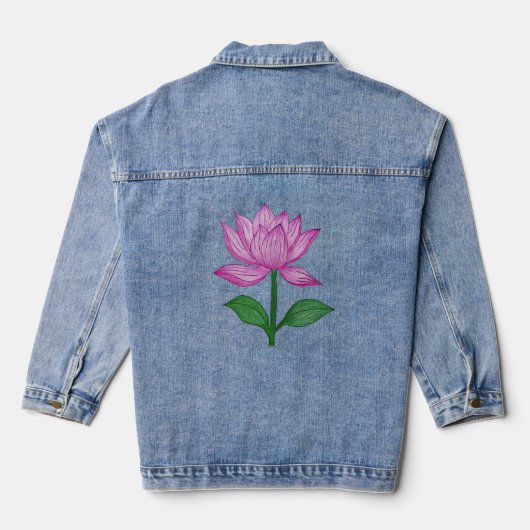 Camiseta básia mujer, con flor rosada denim jacket (Achterkant)