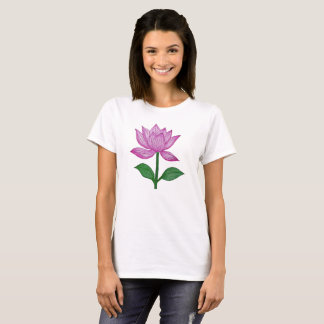 Camiseta básia mujer, con flor rosada t-shirt