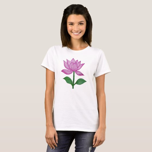 Camiseta básia mujer, con flor rosada t-shirt (Voorkant volledig)