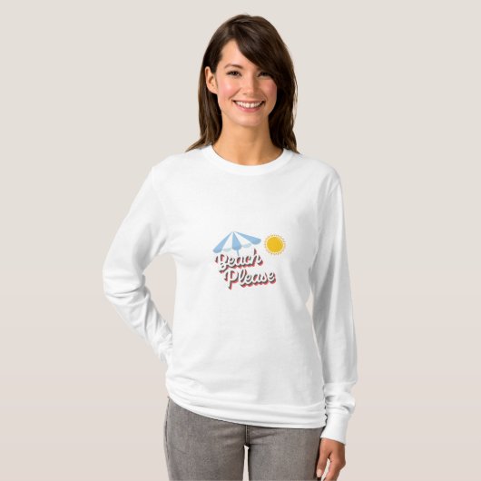 Camiseta básica de mangas mujer Beach please T-shirt (Voorkant volledig)