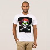 Camiseta Bella+Canvas Caveira Pirata Neon Verde T-shirt (Voorkant volledig)