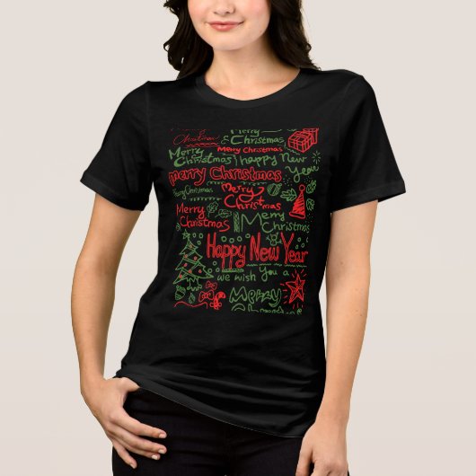 Camiseta blusa feminina de Natal  Tri-Blend Shirt (Voorkant)