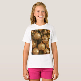 Camiseta Bolas Douradas de Natal T-shirt