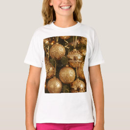 Camiseta Bolas Douradas de Natal T-shirt