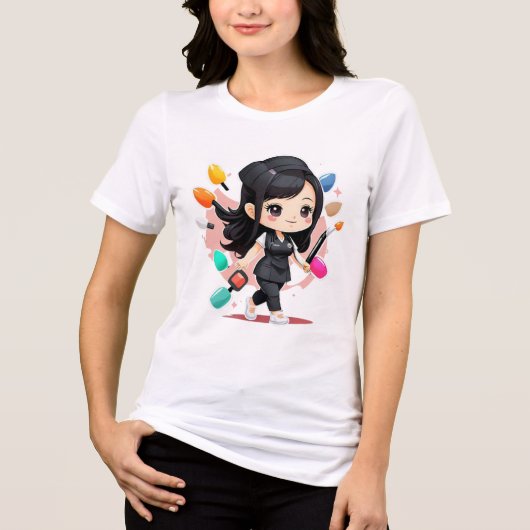 Camiseta chibi Estampado divertido Moda casual Art Tri-Blend Shirt (Voorkant)