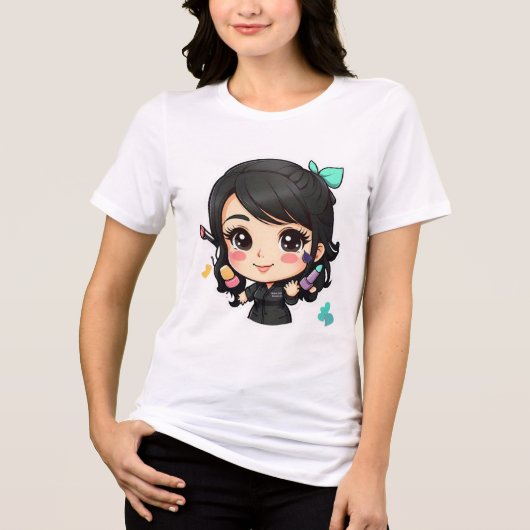Camiseta chibi Estampado divertido Moda casual Art Tri-Blend Shirt (Voorkant)