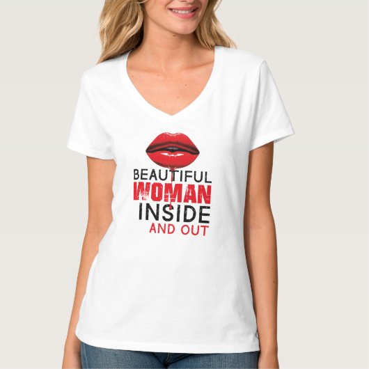 Camiseta con cuello en V Beautiful Woman T-shirt (Voorkant)