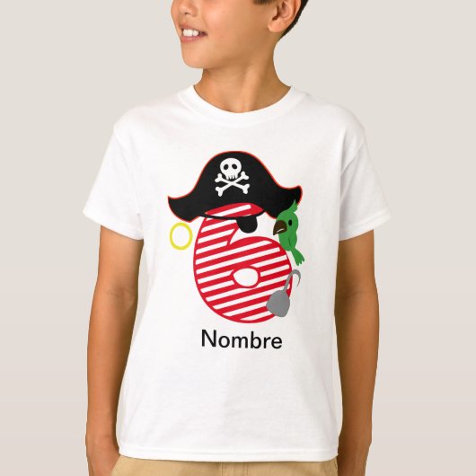 Camiseta Cumpleaños pirata, 6 años T-shirt (Voorkant)