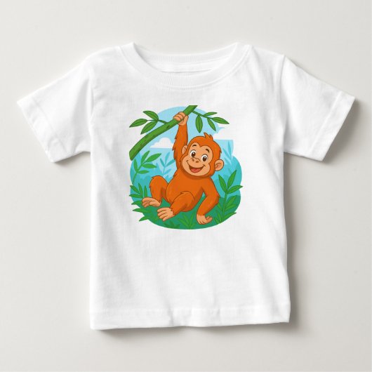 Camiseta de Bebé Mono en Rama Sonriendo (Voorkant)