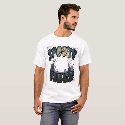 Camiseta de Hombre Spooky Vibes Estilo Graffiti T-shirt (Voorkant volledig)