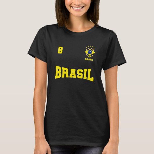 Camiseta do Brasil 2022 Azul número 8 T-shirt (Voorkant)