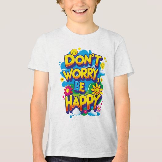 Camiseta Don't Worry, Be Happy Tri-Blend Shirt (Voorkant)
