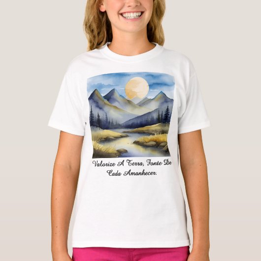 Camiseta Fem Juvenil Básica Amanhecer da Terra-2 T-shirt (Voorkant)