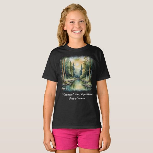 Camiseta Fem Juvenil Básica Reflexos da Terra-1 T-shirt (Voorkant volledig)