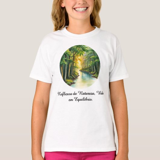 Camiseta Fem Juvenil Básica Reflexos da Terra-2  T-shirt (Voorkant)