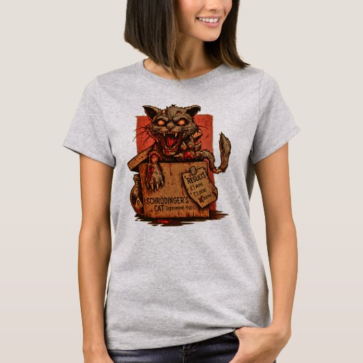Camiseta Fem. Schrodinger's Zombie Cat - Front T-shirt (Voorkant)