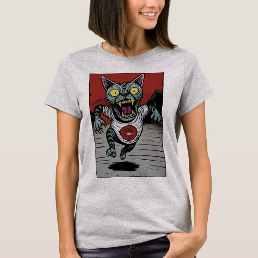 Camiseta Fem. Zombie Runner Cat - Front T-shirt (Voorkant)