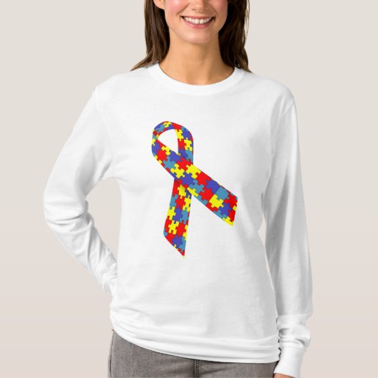 Camiseta Feminina Básica de Mangas Longas laço T-shirt (Voorkant)