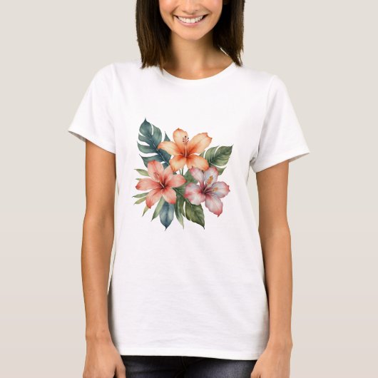 Camiseta Feminina Básica Floral-6 T-shirt (Voorkant)