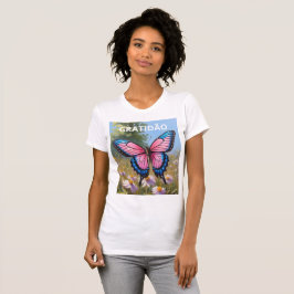 Camiseta feminina justa Bella+Canvas borboleta T-shirt