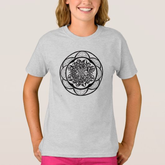 Camiseta Feminina Juvenil Básica Flôr da Vida-6 T-shirt (Voorkant)