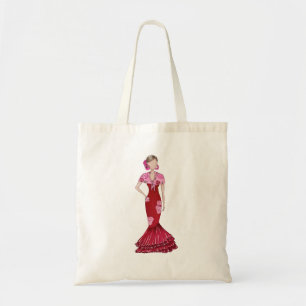 Camiseta Flamenca con traje rojo y gloontón Tote Bag