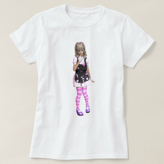 Camiseta garota pensando t-shirt (Design voorkant)