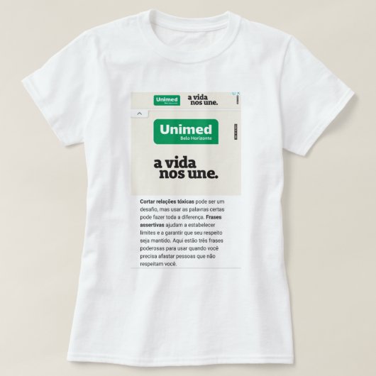 Camiseta gola canoa Feminina simples  T-shirt (Design voorkant)