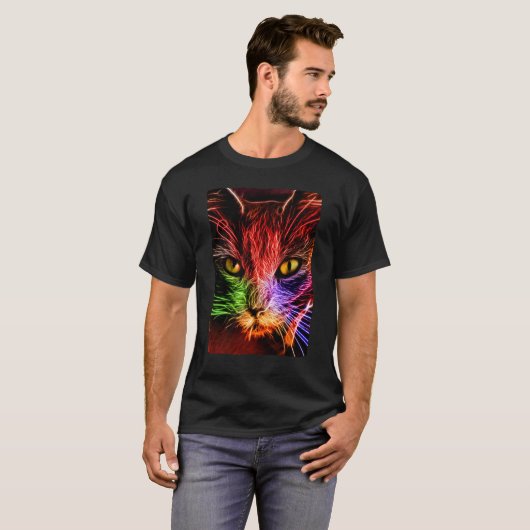 Camiseta Graffiti Gato Neon T-shirt (Voorkant volledig)