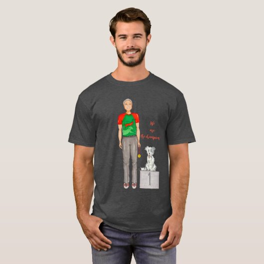 Camiseta Hombre con su perro ganando medalla T-shirt (Voorkant volledig)