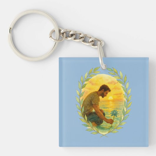 Camiseta hombre en el agua  sleutelhanger (voorkant)