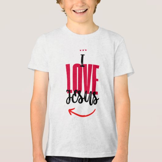 Camiseta Infantil Básica I Love Jesus Tri-Blend Shirt (Voorkant)