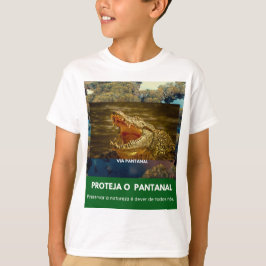 Camiseta Infantil Básica Via Pantanal Jacaré T-shirt
