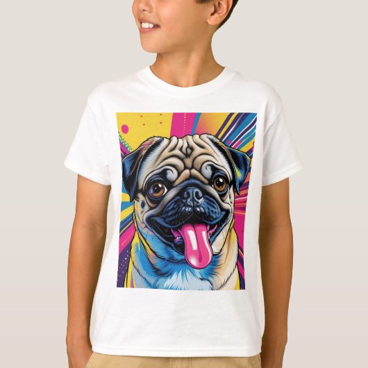 Camiseta infantil pug em pop art 01 t-shirt (Voorkant)