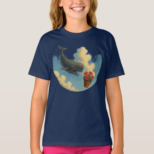 Camiseta Infantil Whale & Bowl Of Petunias - Front T-shirt (Voorkant)