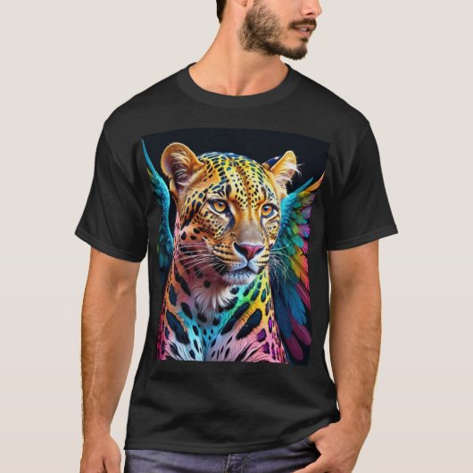 Camiseta Leopardo Multicolorido com Asas T-shirt (Voorkant)