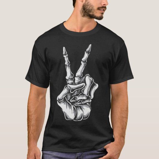 Camiseta Mão Caveira Paz e Amor T-shirt (Voorkant)