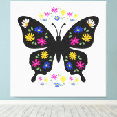 Camiseta mariposa con flores multicolor canvas afdruk (Insitu (Houten vloer))