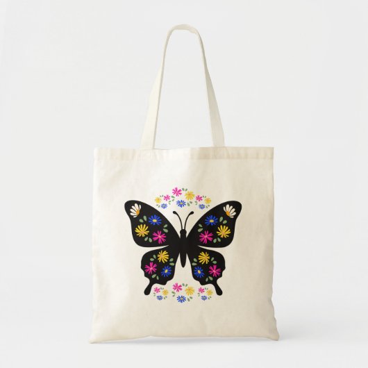 Camiseta mariposa con flores multicolor tote bag (Voorkant)