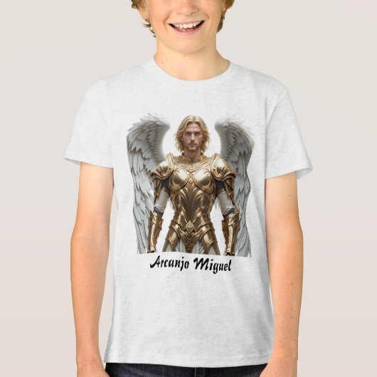 Camiseta Masc Juvenil Básica Arcanjo Miguel Tri-Blend Shirt (Voorkant)