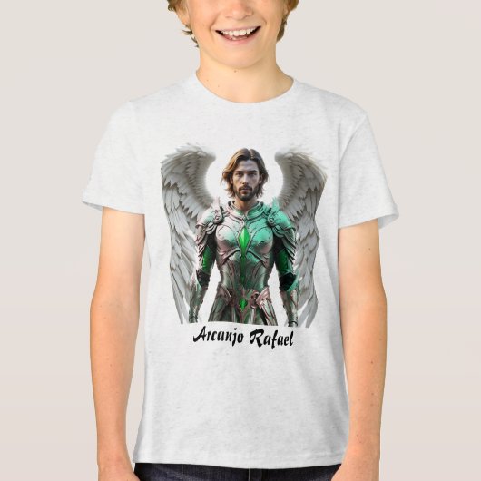 Camiseta Masc Juvenil Básica Arcanjo Rafael Tri-Blend Shirt (Voorkant)