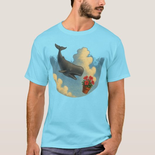 Camiseta Masc. Whale And Bowl Of Petunias - Front T-shirt (Voorkant)