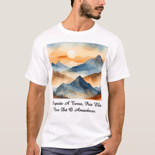 Camiseta Masculina Básica Amanhecer da Terra-1 T-shirt (Voorkant)