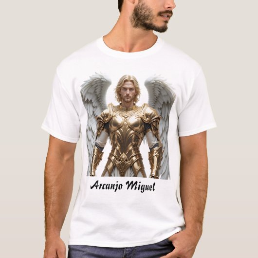 Camiseta Masculina Básica Arcanjo Miguel T-shirt (Voorkant)