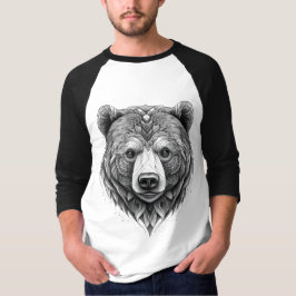 Camiseta Masculina Básica Urso Manga Raglan 34 3D T-shirt