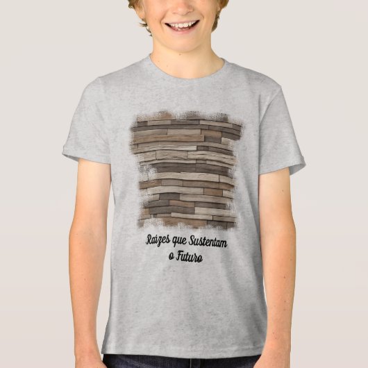 Camiseta Masculina Juvenil Básica Madeira Viva Tri-Blend Shirt (Voorkant)