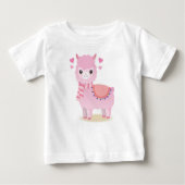 Camiseta para Bebês Lhama Rosa (Voorkant)