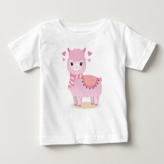 Camiseta para Bebês Lhama Rosa (Voorkant)