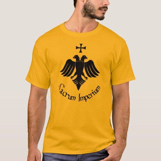 camiseta Sacro Império com águia bicéfala e cruz T-shirt (Voorkant)